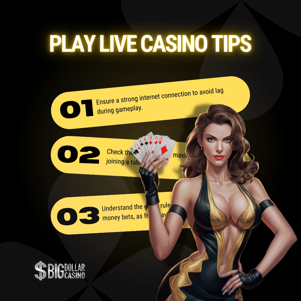 Play Live Dealer Casino Tips at big dollar casino